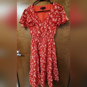 Charming Red Floral Midi Dress